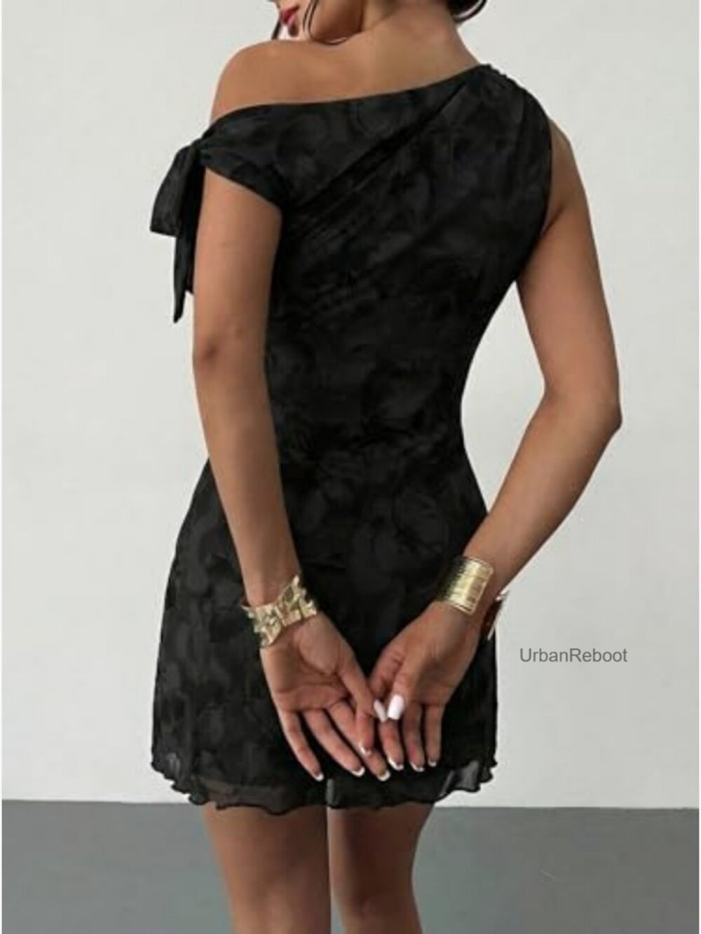 Off Shoulder Bodycon Mini Dress, Floral Print, S-XXL - Picture 2 of 3